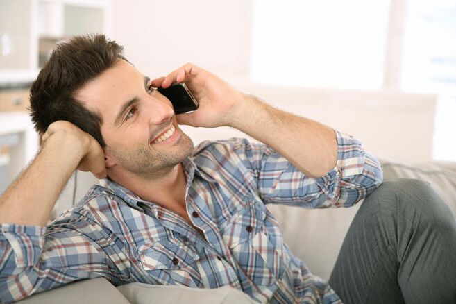 When excited, a man will talk to a woman on the phone for a long time